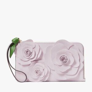 NWT $179 kate spade Flora Flower Medium L-Zip Wristlet
